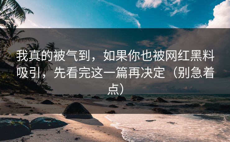 我真的被气到，如果你也被网红黑料吸引，先看完这一篇再决定（别急着点）